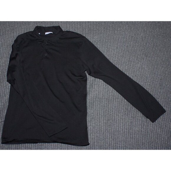 Selected Homme Identity Men's Long Sleeve Polo Shirt Collared Black Large Cotton - Picture 2 of 5